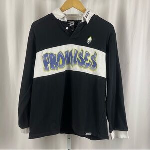Zumiez Broken Promises Small Airbrush Oversized Polo Shirt Collared Embroidered